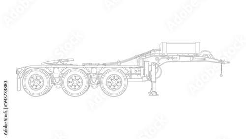 Truck Trailer Blueprint: An intricate blueprint of a truck trailer showcases its robust design, mechanical components, and engineering detail.