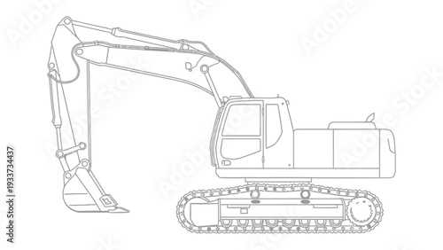Excavator Silhouette: A precise outline of a powerful excavator, ready for action, showcasing its robust design and functionality. 