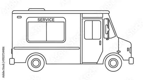 Service Truck Silhouette: A detailed outline of a service truck, ready for work, emphasizing its functional design and utility.