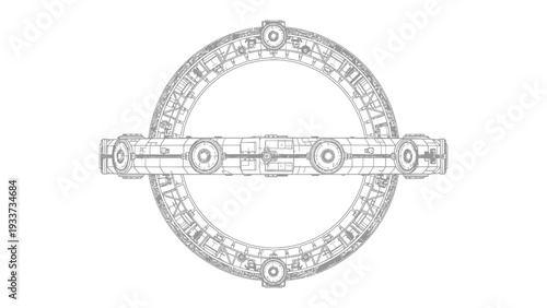 Futuristic Orbital Space Station: A detailed depiction of a futuristic orbital space station, showcasing its intricate structural design and technological advancement.