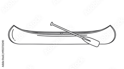 Canoe on River: An overhead view of a canoe, alongside its paddle, isolated, presenting an idyllic escape into the natural world.