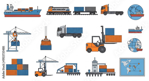 Logistics and Transportation Icons Set.