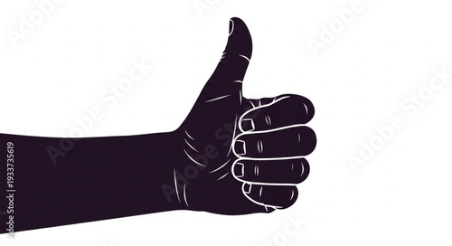 Black Silhouette Hand Giving Thumbs Up Gesture.