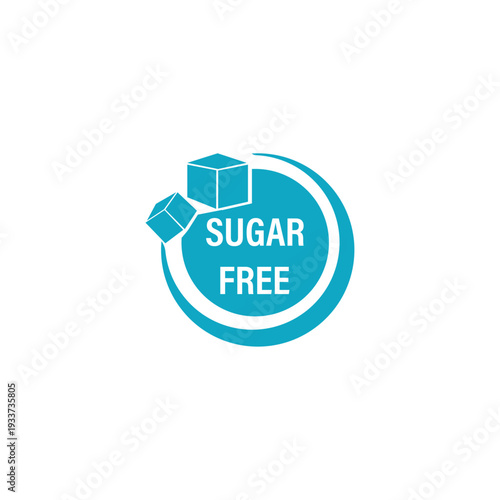 Sugar free logo with blue cubes on white background