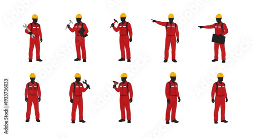 3D Rendered Firefighter Characters Various Poses.