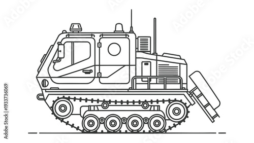 Arctic Exploration Vehicle Outline: A detailed outline of a robust arctic exploration vehicle, designed for traversing challenging icy terrains with precision and efficiency.