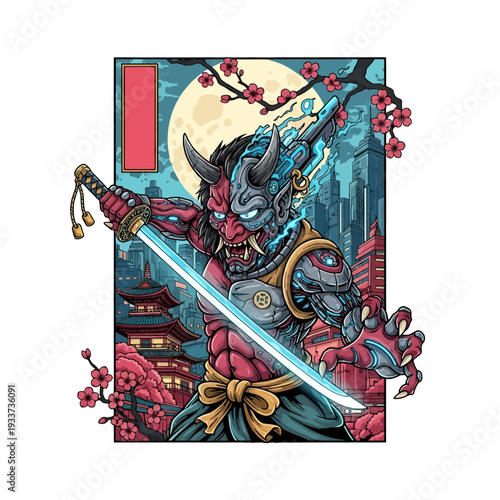 Samurai Warrior with Sword and Armor.