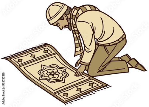A person studying an ancient map on the ground with a magnifying glass. isolated on transparent background, isolated on white background, Vector