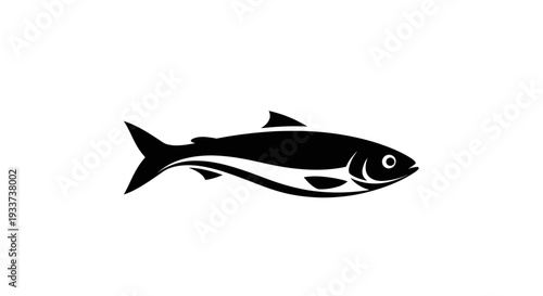 Stylized Silhouette of a Fish, Clean Vector Icon, Isolated on White