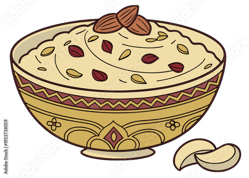 A delicious bowl of fruit salad with nuts and raisins on a table isolated on transparent background, isolated on white background, Vector