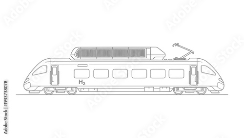 Blueprint of a Modern Train: A detailed blueprint illustrates a sleek, contemporary train design. Featuring intricate line work, the drawing captures the essence of speed and efficiency.