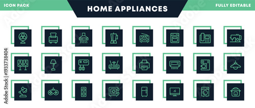 Smart Home and Domestic Equipment Vector Icons for Website, Application and UI UX
