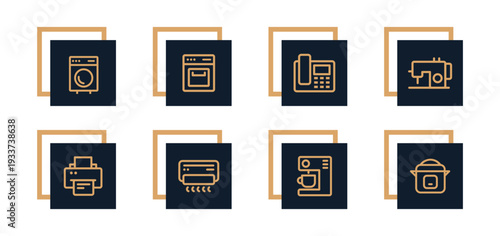 Refrigerator, microwave, oven, washing machine, printer Icons Collection for Website, Application and UI UX