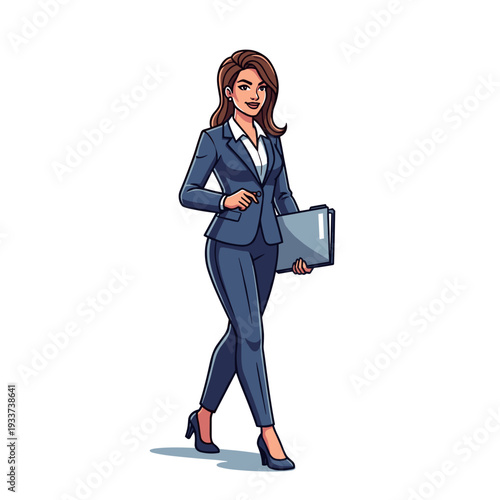 Businesswoman Walking with Briefcase in Hand.