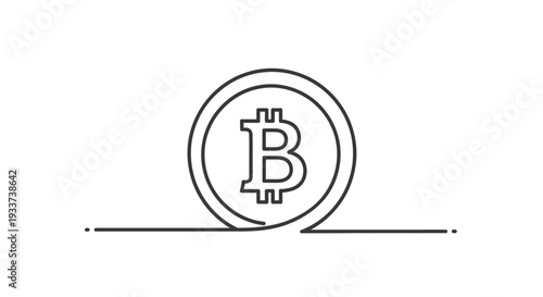 Bitcoin Cryptocurrency Coin Logo Icon Minimalist Line Art