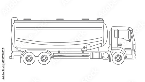 Oil Tanker Truck Outline: A streamlined illustration of a robust oil tanker truck, highlighting its design and industrial presence.