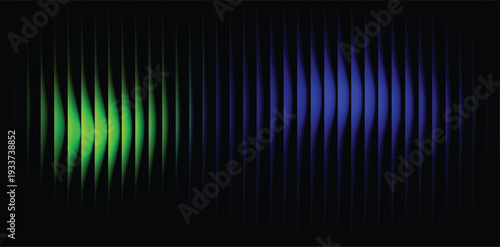 Vibrant green blue sound wave pattern on black background