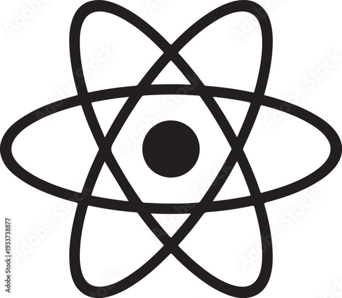 ReactJS Logo Icon Black on White Background for Web Development