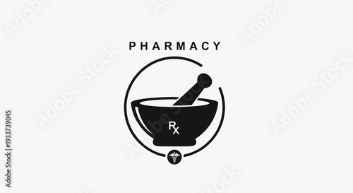 Pharmacy Logo with Mortar and Pestle.
