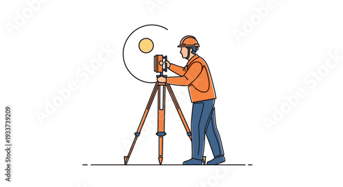 Surveyor Using Theodolite for Measurement.