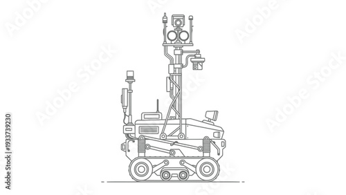 Advanced Robotic Explorer: A sophisticated robotic explorer, equipped with advanced technology for autonomous exploration. Showcasing the forefront of technological innovation and discovery.