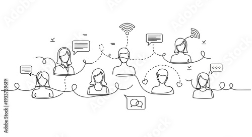 Diverse People Connected Through Technology and Communication Network