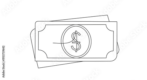 Dollar Bill Line Art: Money, Finance, Economy, Currency Concept