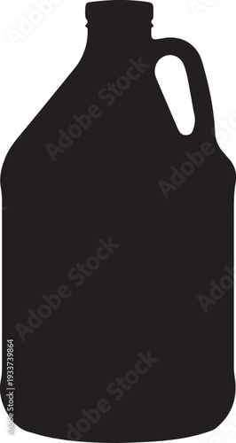 Black Silhouette of Gallon Jug Bottle Icon Isolated on White Background