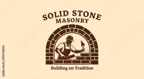 Solid Stone Masonry Building on Tradition Logo Design.