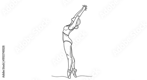 Elegant Woman Stretching Arms Upward in Ballet Pose