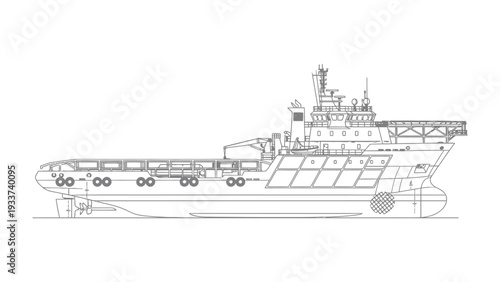 Maritime Silhouette: A precise outline of a modern maritime vessel, showcasing its intricate design and robust construction. It embodies the essence of marine transport and engineering.