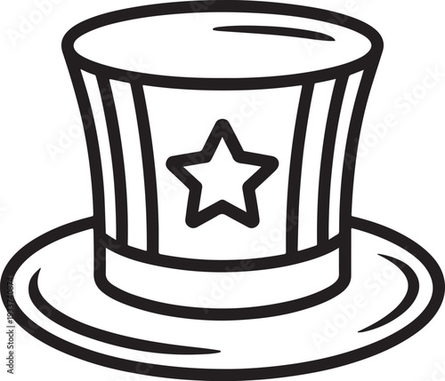 Patriotic Uncle Sam Hat Outline Icon for American Independence Celebration