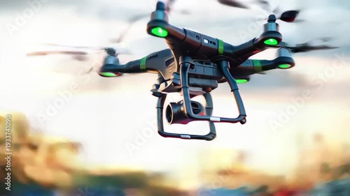 Man smiling with drone flying above.
