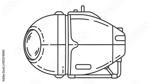 Submarine schematic: a detailed illustration of a submarine. It is an image that embodies the essence of naval engineering and exploration. 