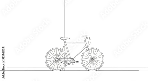 Minimalist Line Art Bicycle Illustration on White Background