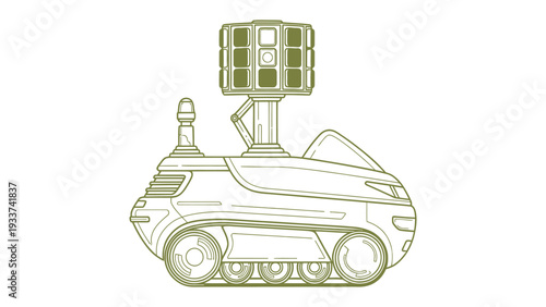 Robotic Vehicle Innovation: Futuristic line art design showcases an innovative, self-driving robotic vehicle, representing technological advancement and the future of transport.