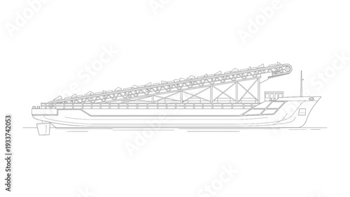 Marine Vessel Blueprint: A detailed outline of a massive marine vessel, meticulously sketched to showcase its structural intricacies. This blueprint highlights the vessel's industrial design.