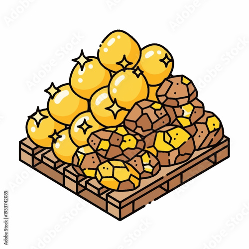 Pile of Freshly Harvested Oranges on a Wooden Crate.