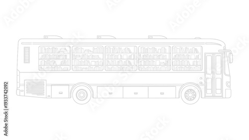 Public Transit Icon: A streamlined, stylized illustration of a city bus, showcasing the design elements of modern public transportation. Ideal for representing mobility, commuting, or urban transit. 