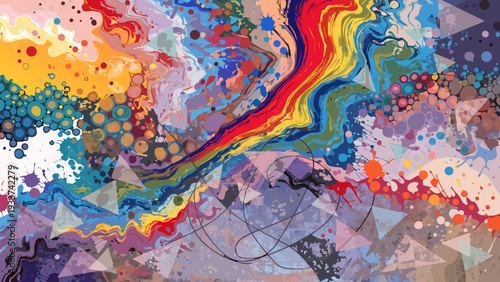 Abstract Canvas of Vibrant Swirls and Geometric Patterns