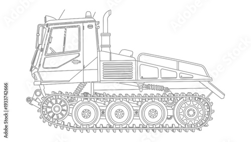 Tracked Vehicle Illustration: A detailed illustration of a robust tracked vehicle, showcasing its design.