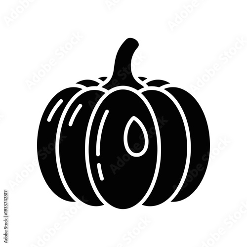 Minimalist black and white line art of a Halloween pumpkin jack o lantern, perfect for festive designs and decorations.