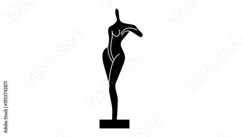 sculpture of a naked woman, black isolated silhouette