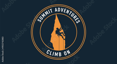 Summit Adventures Climb On Logo with Rock Climber Silhouette.