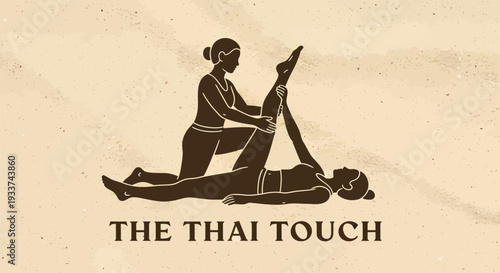 Traditional Thai massage therapy session with two women.