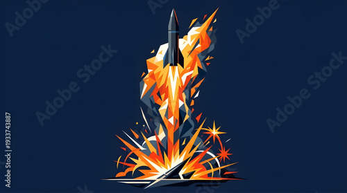 Dynamic Rocket Launch Illustration Symbolizing Innovation, Progress, and the Relentless Drive for Success and Growth