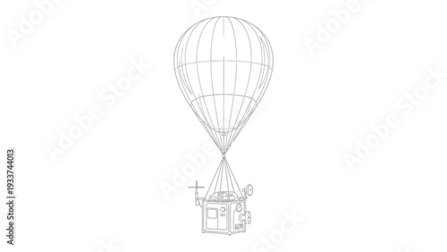 Airborne Voyage: A vintage hot air balloon ascends into the sky, its intricate basket and envelope detail evoking the spirit of exploration and adventure. 