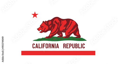 California Republic flag with bear and star, official state symbol