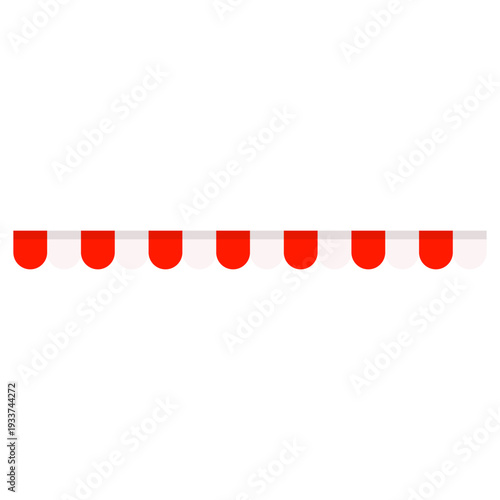 shop canopy tent store isolated on white background. Roof awning, cafe sunshade striped umbrella. Vector flat illustration