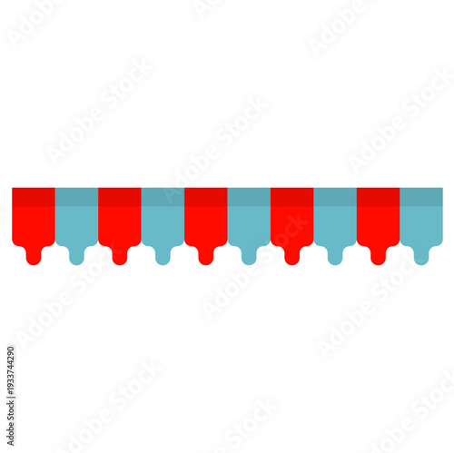 shop canopy tent store isolated on white background. Roof awning, cafe sunshade striped umbrella. Vector flat illustration